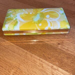 Vintage Yellow Floral MELE Compact Earring Jewelry Box Travel Case 1960’s 🌸